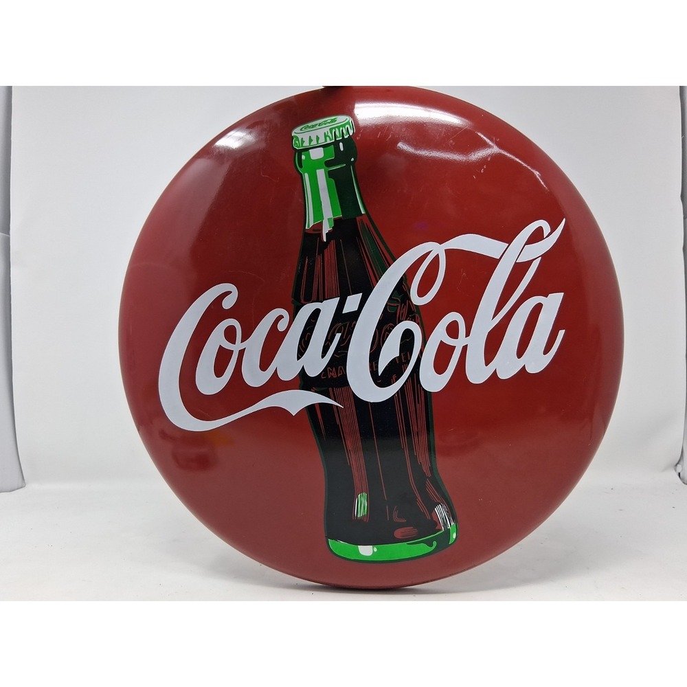 Vintage 1990 Coca-Cola Metal  Round  Sign. U